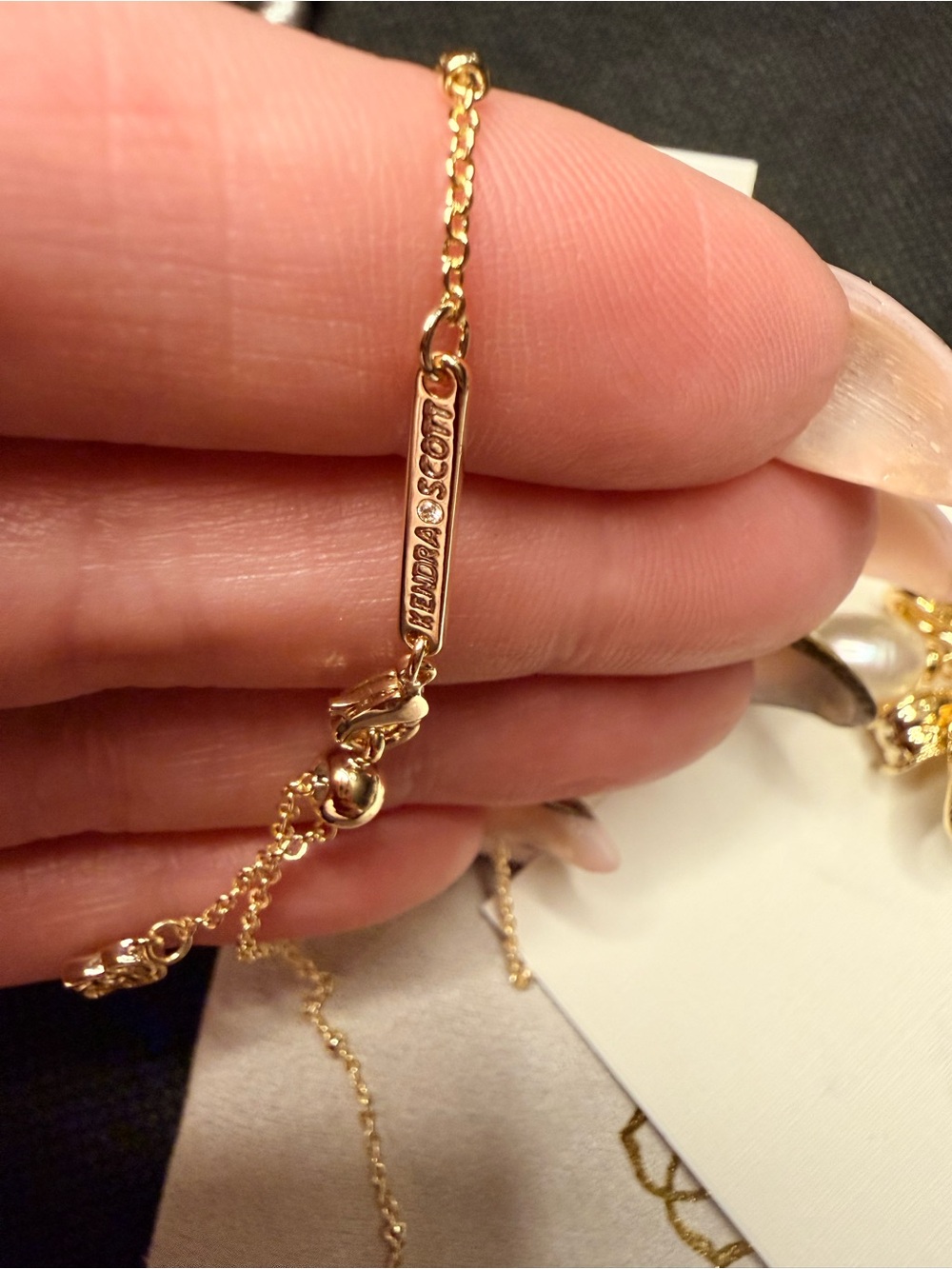 Kendra Scott x LoveShackFancy Pearl
Bow Gold Necklace & earrings set - Picture 5 of 8
